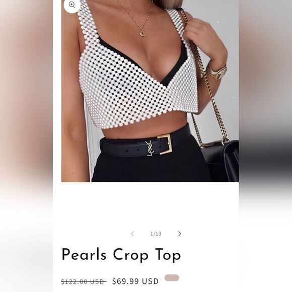 Festival Faux Pearl Crop Top Bralette Beaded Tank Cami Top - Picture 13 of 13